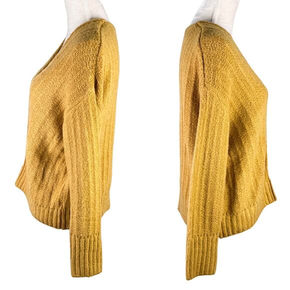 Altar'd State Sweater S/M Mustard V-Neck Cropped Super Soft - Picture 3 of 12